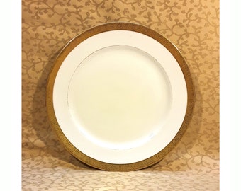 Antique CA Limoges Dinner Plate 9.75" Gold Encrusted Edge JE Caldwell Victorian Shabby Cottage Chic
