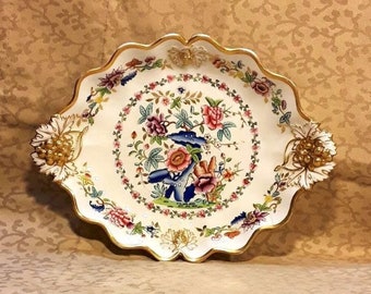 Antique Cauldon Ridgway Chinoiserie Pattern 747 Serving Dessert Dish Georgian Era 1815 1820 Polychrome Enamel Gilt