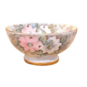 Antique TV Limoges Bowl Hand Painted Pink Roses Signed J Granata Porcelain Floral Shabby Cottage Chic
