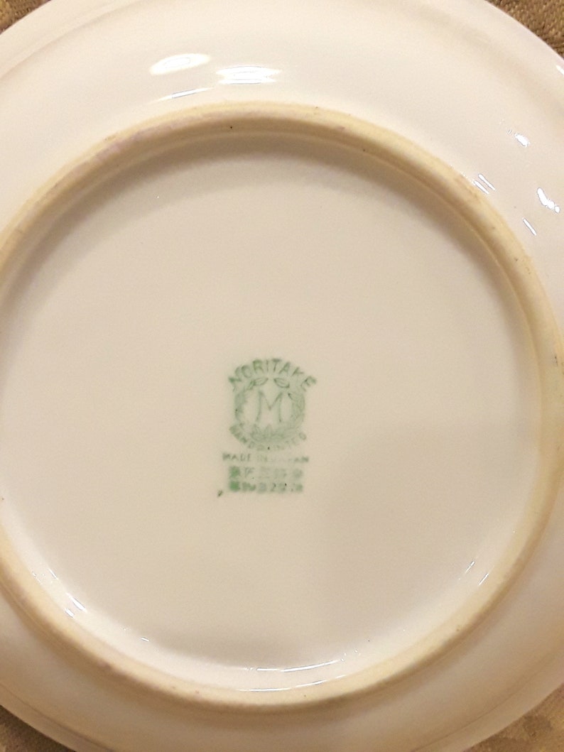 Set of 4 Vintage Noritake Azalea Pattern Berry Salad Bowls Fruit Saucers 1920s 1930s 1940s Hand Painted Japan Green Wreath Mark Green Wreath Mark