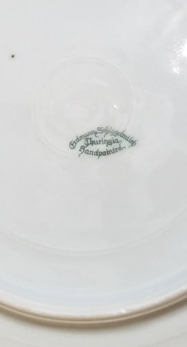 Antique Porcelain Dessert Plates pre-1918 marked PRUSSIA Gold Gilt Hand Painted 
