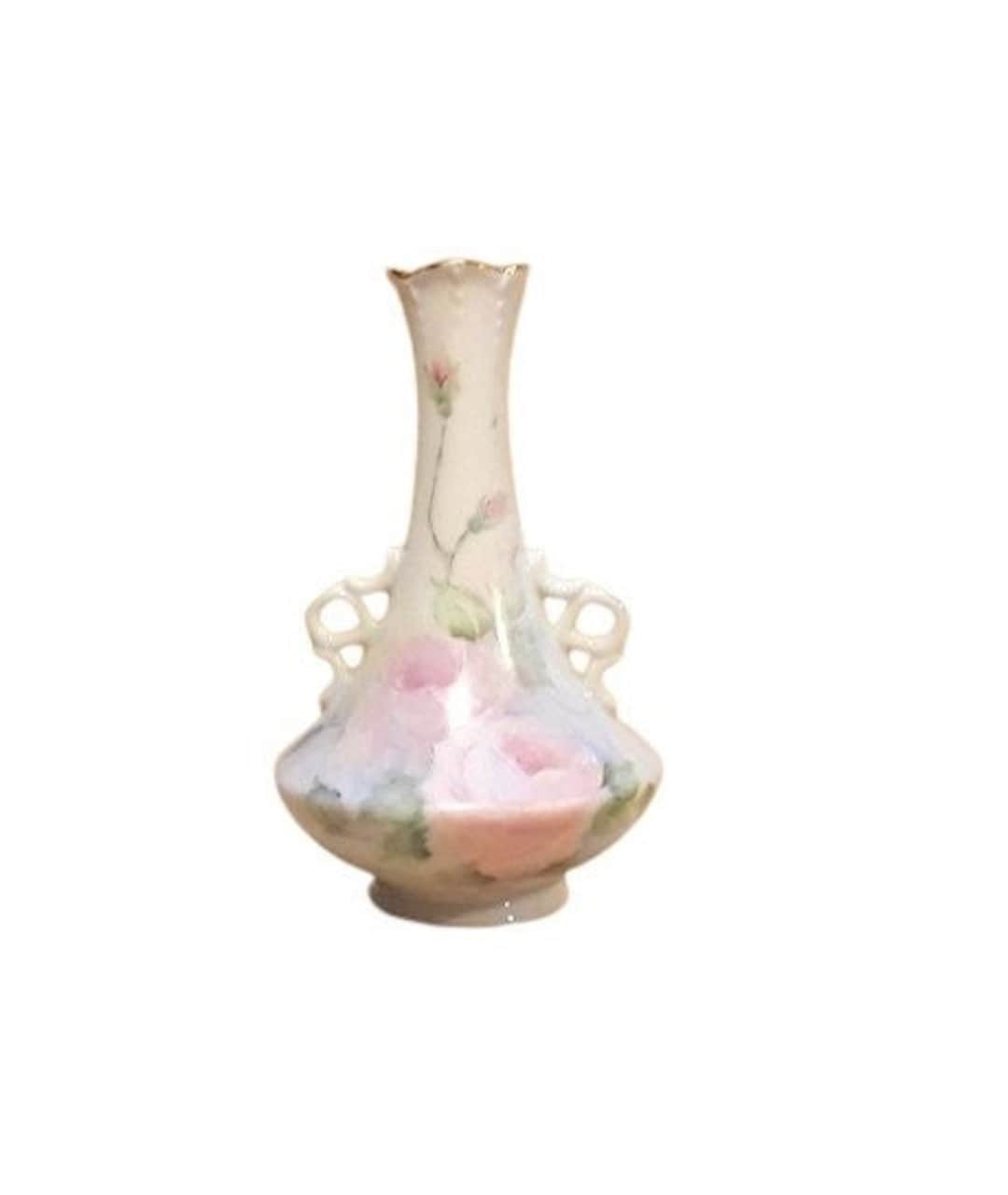 Antique Bud Vase Hand Painted Soft Pink Roses Signed Mccaffrey ...