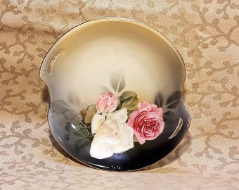 Antique RS Tillowitz Nappy Porcelain Pink White Roses Floral Victorian Shabby Cottage Chic