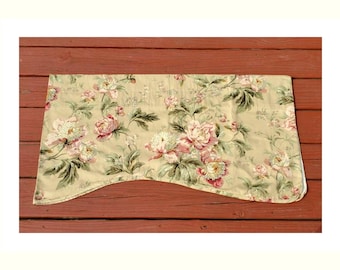 Waverly Home Classics Forever Yours Valance Tan and Pink Peonies Shabby Cottage