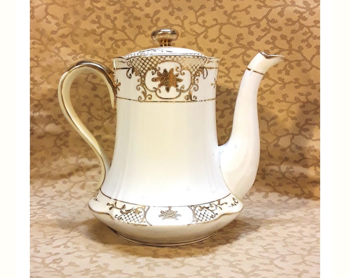 Antique Noritake Tea Pot Coffee Pot Gold Encrustation Roses Etsy