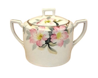 Vintage Noritake Azalea Pattern Syrup With Lid Red Wreath Mark