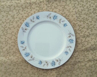 Vintage Elegant Lady Luncheon Plate 7.75" by International Plate Blue Floral