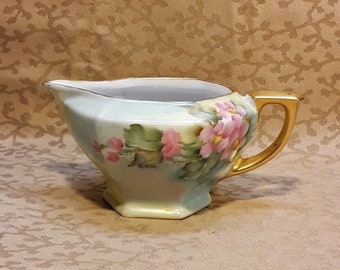 Antique MZ Altrohlau Creamer Bryan Hand Painted Porcelain Victorian Pink Roses Shabby Cottage