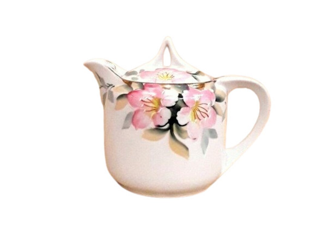 Vintage Noritake Azalea Pattern Syrup With Lid Red Wreath Mark