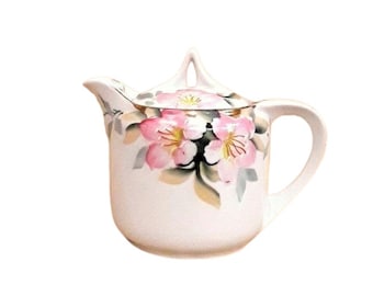 Vintage Noritake Azalea Pattern Syrup With Lid Red Wreath Mark