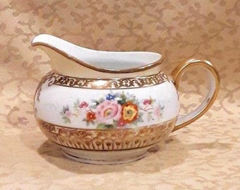 Vintage Noritake Creamer Floral Pattern 39540 Red Mark Hand Painted Japan 1930s 1940s