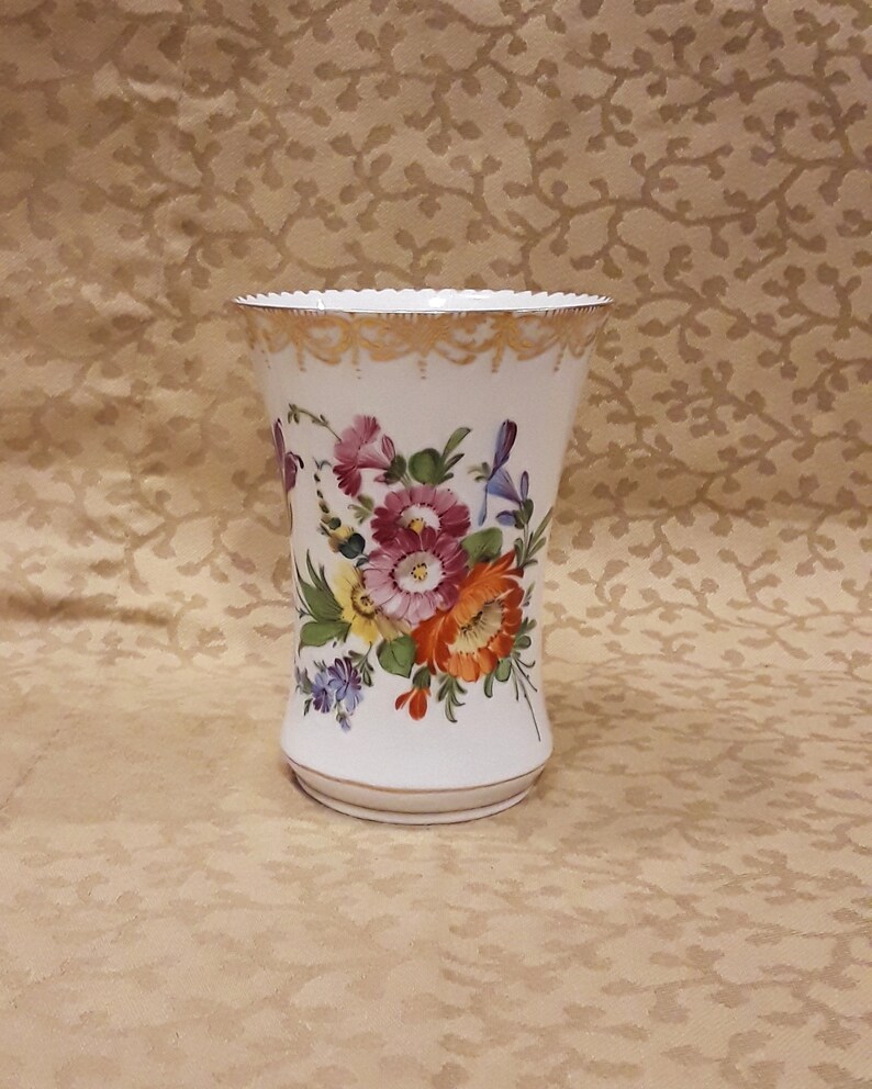 Antique Dresden Flowers Meissen Vase Porcelain Victorian Etsy