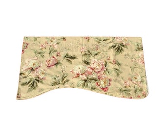 Waverly Home Classics Forever Yours Valance Tan and Pink Peonies Shabby Cottage