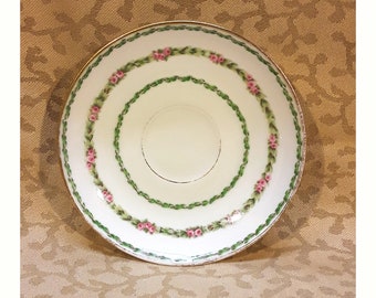 Antique GDA Limoges Victorian Demitasse Saucer Only Pink Roses Shabby Cottage Chic