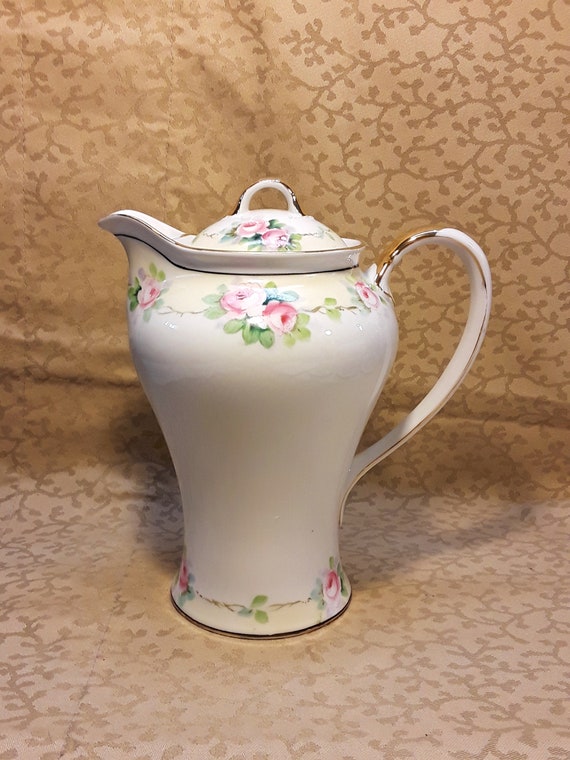 Vintage Jenkins (?) Flowered Small Pitcher / Creamer - With Lid