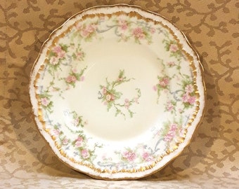 Antique Haviland Limoges Single Bread Plate 6.25" Pink Roses Double Gold Rim Victorian Shabby Cottage Chic