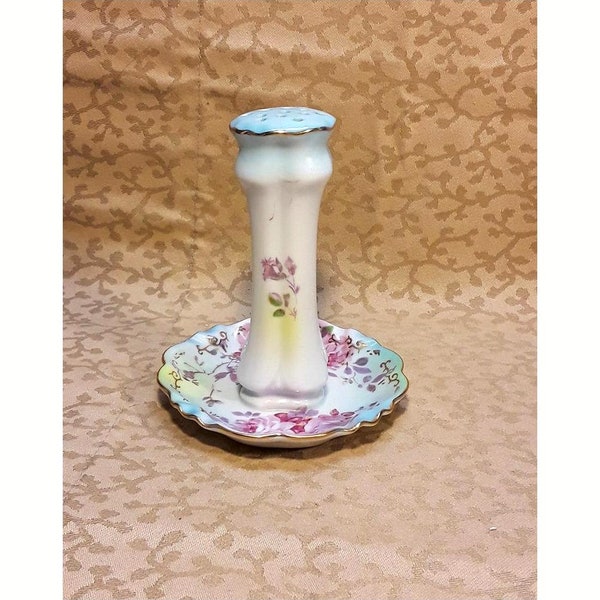 Vintage 1990s Reproduction RS Hatpin Holder Porcelain Victorian Flowers Shabby Cottage Chic