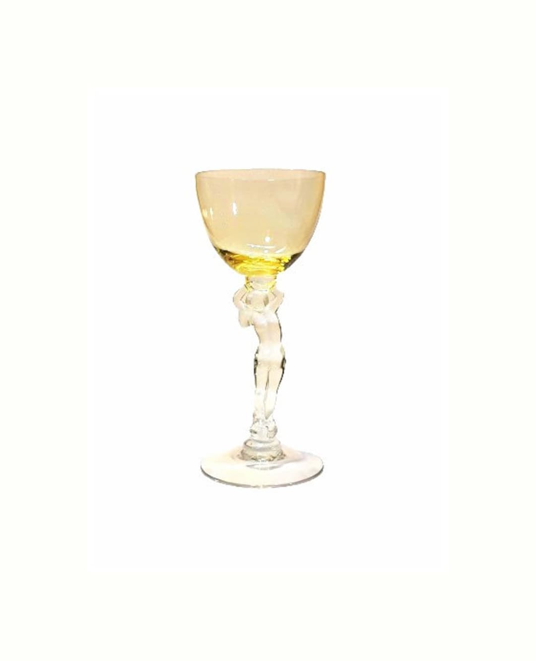Vintage Cambridge Statuesque Cocktail Glass Mandarin Gold Yellow Art