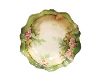 Antique RS Germany Individual Berry Bowl Porcelain Pink Roses Floral Shabby Cottage Chic