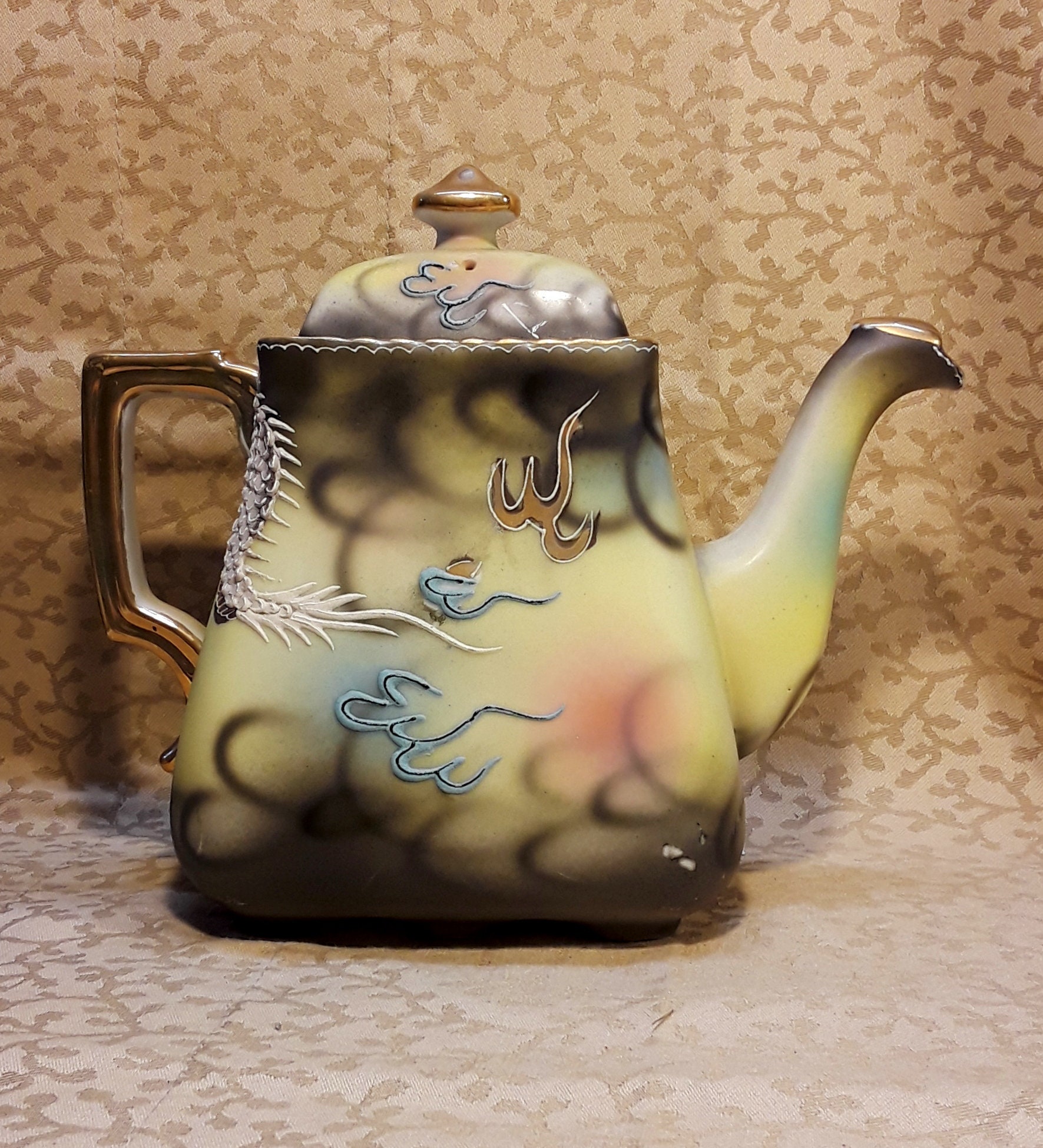 Antique Dragonware Teapot Tea Pot Moriyama Rectangle Art Deco | Etsy