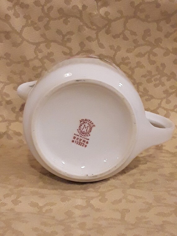 Vintage Noritake Azalea Pattern Syrup With Lid Red Wreath Mark