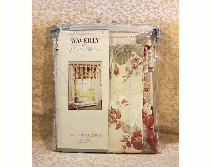 Vintage Waverly Garden Room Norfolk Rose Vintage Rose Valance Tab Top