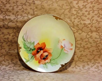 Antique Pickard Rosenthal RC Bavaria Plate 6" Hand Painted Poppies Victorian Shabby Cottage Chic