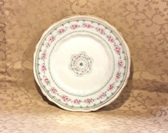 Antique Haviland Limoges Plate 7.5" Pink Flowers Victorian Shabby Cottage Chic