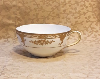 Antique Noritake Tea Cup Gold Encrusted Grape Bunches Hand Painted Porcelain Gilt Floral Shabby Cottage Chic