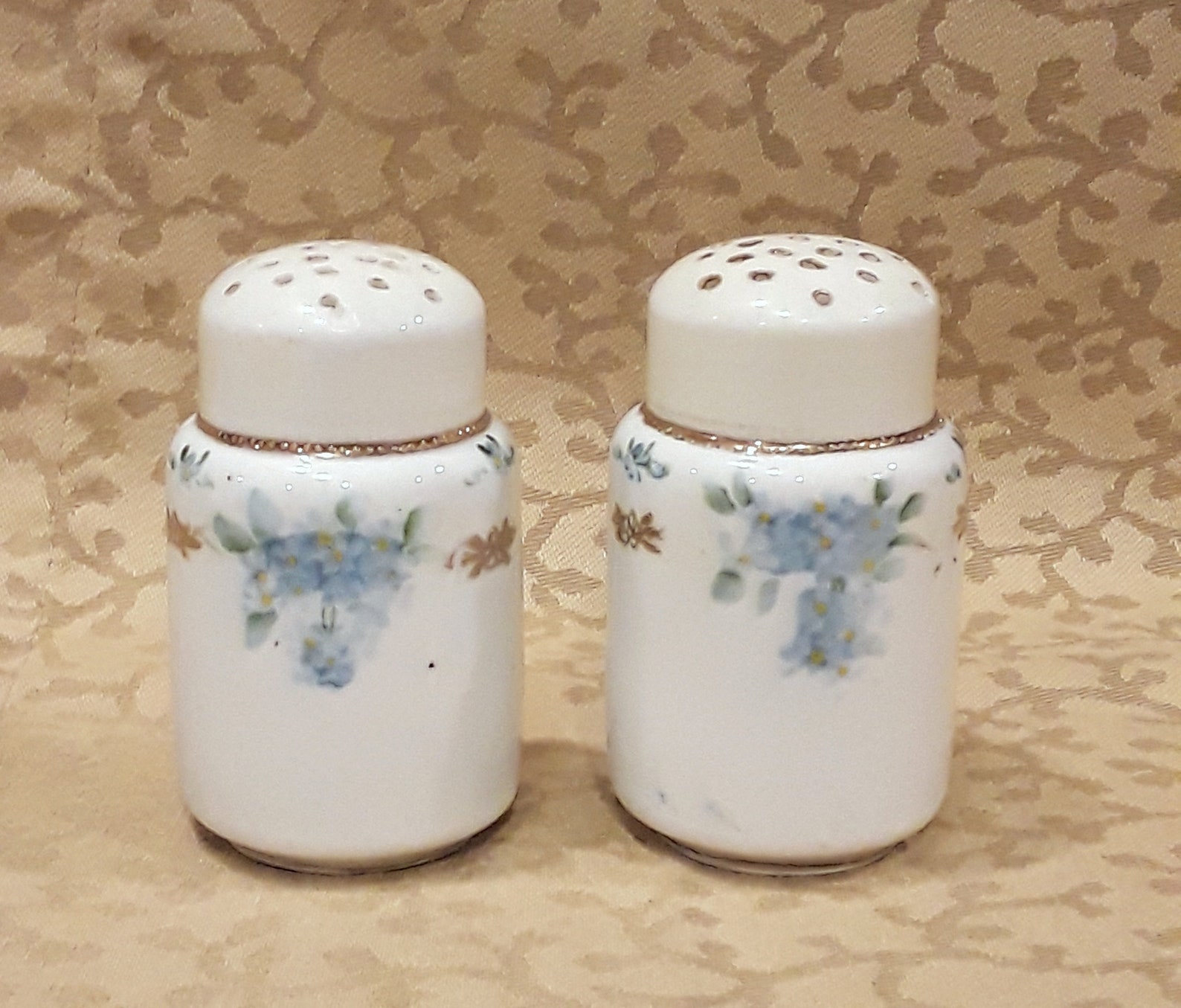 Antique Nippon Salt Pepper Shaker Set Hand Painted Blue Etsy