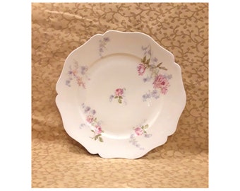 Antique Guerin Limoges Dinner Plate 9.75" Porcelain Victorian Pink Roses Shabby Cottage