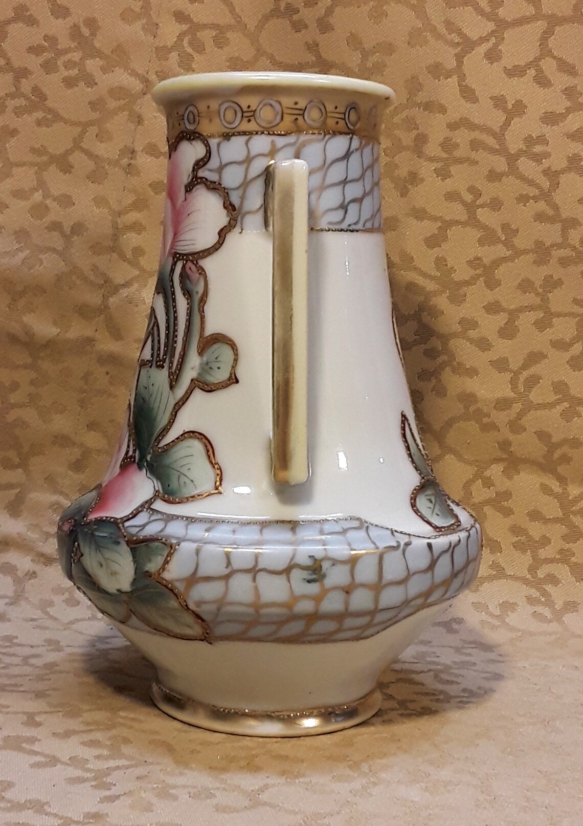 Antique Nippon Vase With Handles Hand Painted Floral Victorian ...