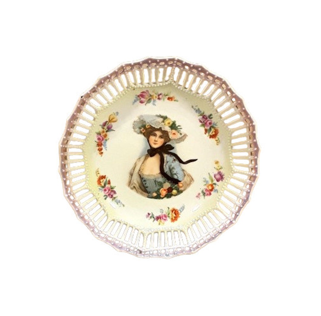 Antique 1920s German Porcelain Bowl Reticulated Edge Victorian