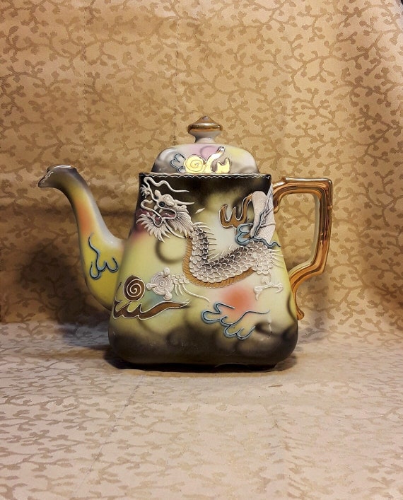 Antique Dragonware Teapot Tea Pot Moriyama Rectangle Art Deco | Etsy