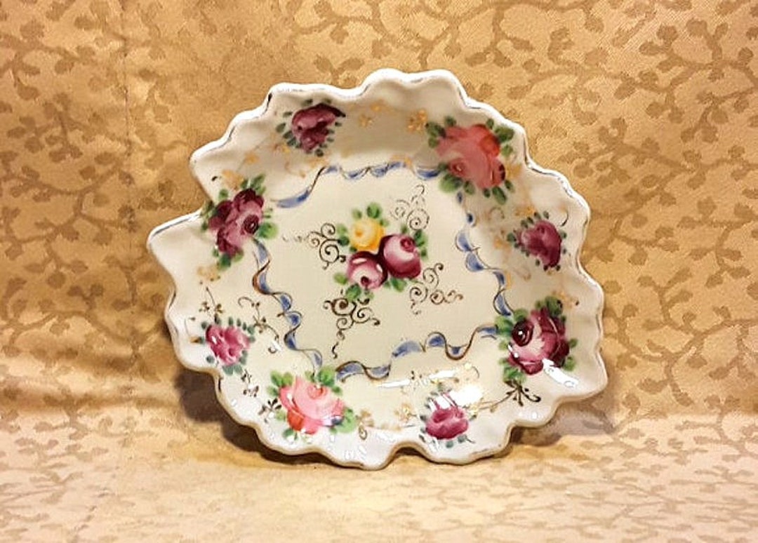 Antique Nippon Nappy Dish Victorian Hand Painted Roses Porcelain French