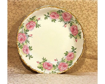 Antique T&V Limoges Bowl 10" Diameter Victorian Pink Roses Shabby Cottage Chic