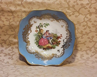 Vintage 1950s Bowl Porcelain de France Hand Painted Shabby Cottage Chic