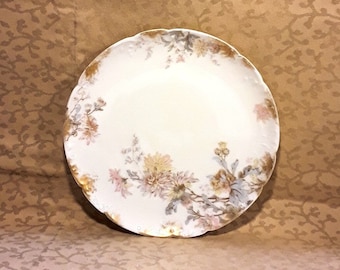 Antique Haviland Limoges Plate 7.25" Dandelions Pink Yellow and Blue Floral Victorian Shabby Cottage Chic