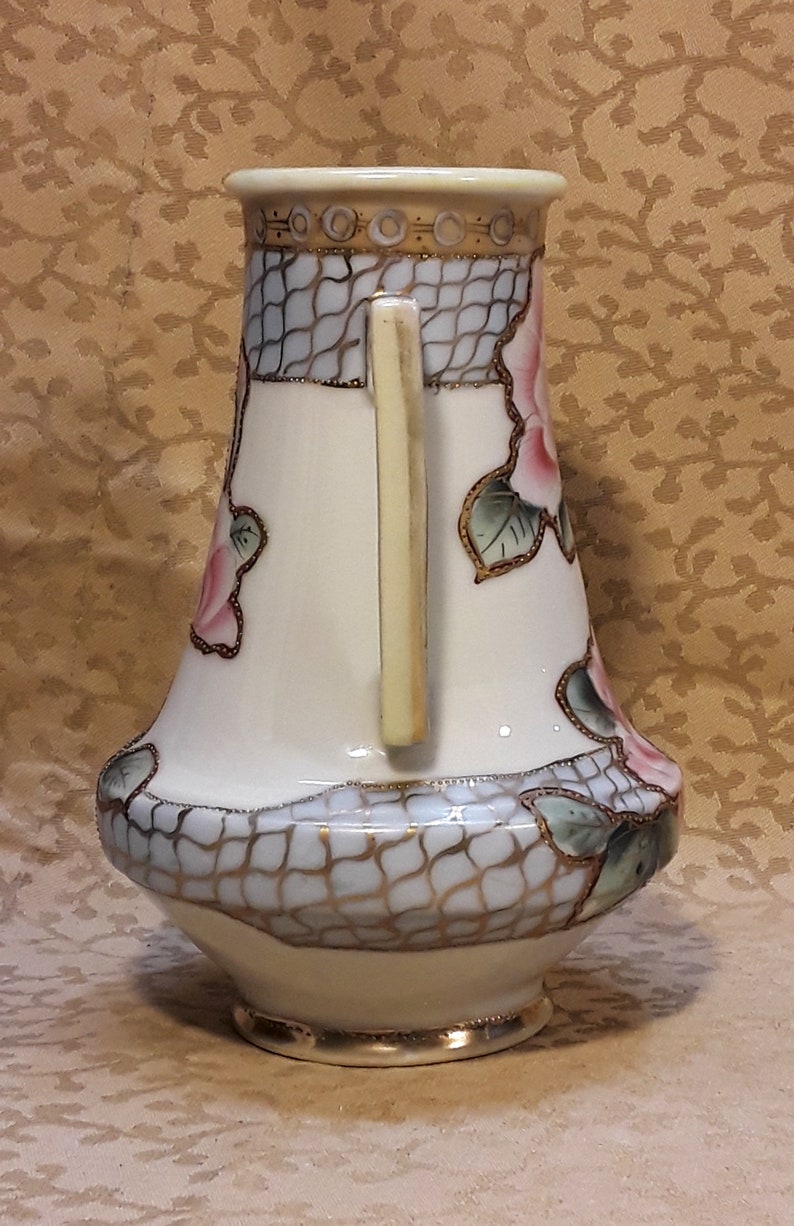 Antique Nippon Vase With Handles Hand Painted Floral Victorian ...