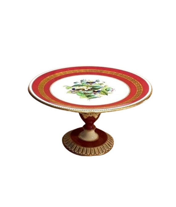 Antique Cake Stand Pedestal Georgian 1815 1820 Hand Painted Floral Polychrome Enamel Gilt Violets Etsy Canada
