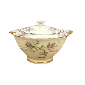 Antique Theodore Haviland Limoges Sylvia Sugar Bowl Victorian Pink Roses Shabby Cottage Chic
