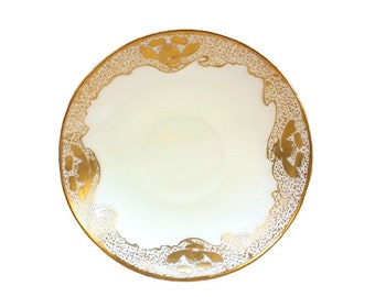 Antique Rosenthal Bavaria Saucers, Set of 6, Hand Painted Gold Flowers