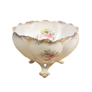 Antique Jardiniere Planter Flower Pot Victorian Pink Flowers Shabby Cottage Chic