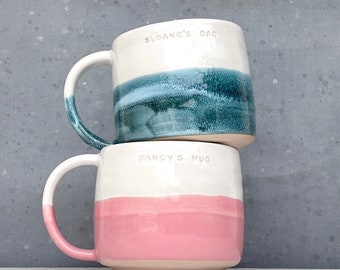 Tazza grande in ceramica personalizzata / tè e caffè fatti a mano / tazza in ceramica / personalizzata / regalo di nozze / inaugurazione della casa / regalo di San Valentino