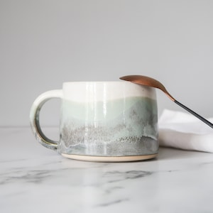 Handmade Ceramic Mountain Fog Mug: Stoneware Pottery