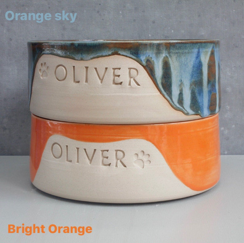Personalised ceramic pet bowl Handmade dog cat water food Etsy