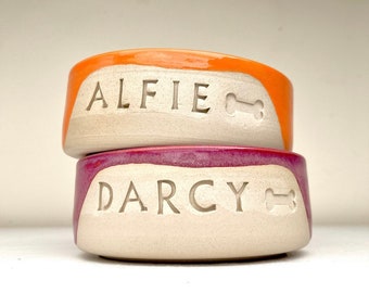 Personalised Ceramic Pet Bowl: Handmade Dog Cat Food Water Bowl