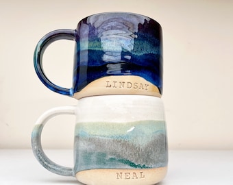 Personalised ceramic mug / handmade tea & coffee cup / customised / wedding gift / housewarming / espresso large mug