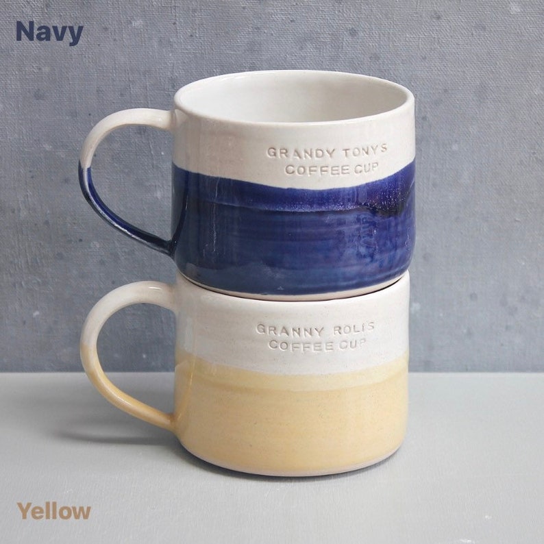 Personalised ceramic large mug / handmade tea & coffee / ceramic mug / customised / wedding gift / housewarming / valentines present Navy