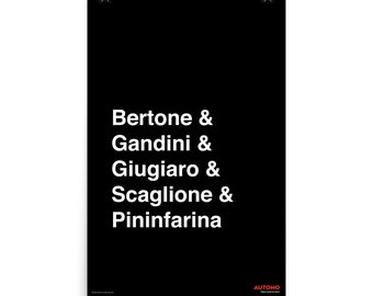 Homenaje a los diseñadores de automóviles italianos - Póster automotriz con impresión artística